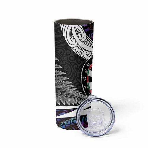 Personalized NZ Darts Skinny Tumbler Paua Shell Maori Koru Whakairo - Purple - Aussie Hoodie