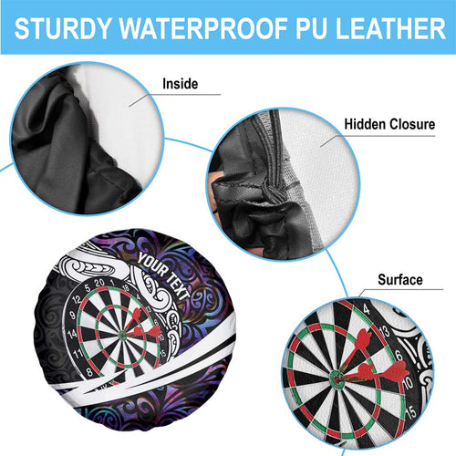 Personalized NZ Darts Spare Tire Cover Paua Shell Maori Koru Whakairo - Purple - Aussie Hoodie