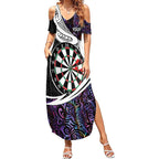 Personalized NZ Darts Summer Maxi Dress Paua Shell Maori Koru Whakairo - Purple - Aussie Hoodie