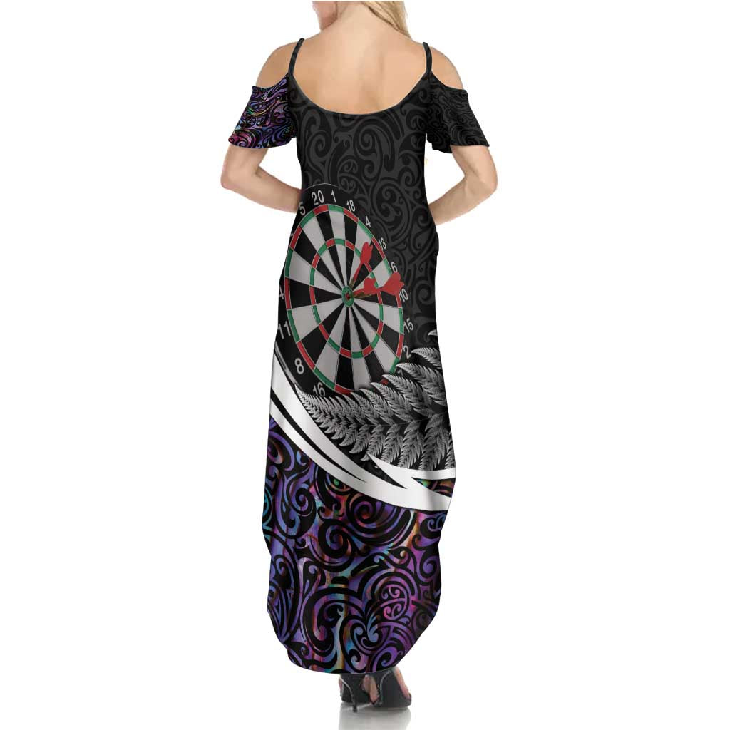 Personalized NZ Darts Summer Maxi Dress Paua Shell Maori Koru Whakairo - Purple - Aussie Hoodie
