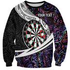 Personalized NZ Darts Sweatshirt Paua Shell Maori Koru Whakairo - Purple - Aussie Hoodie