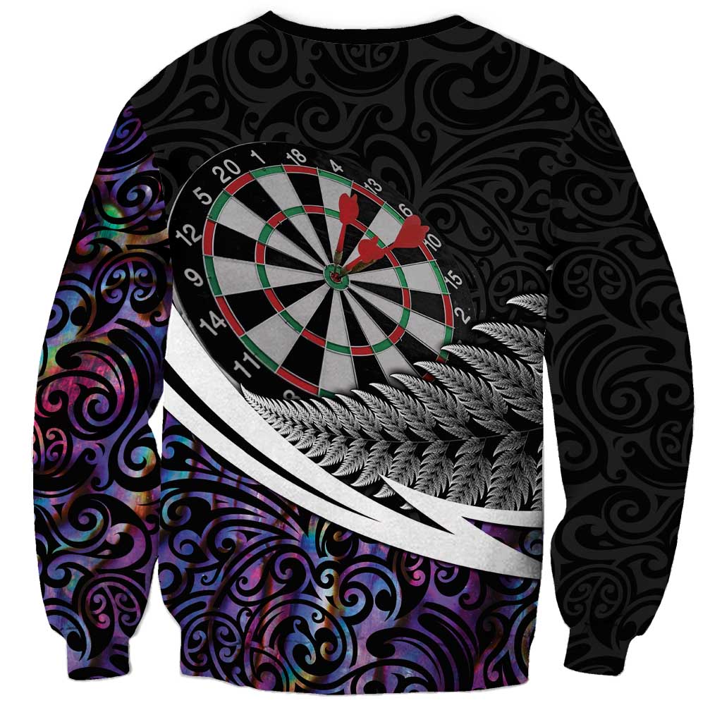 Personalized NZ Darts Sweatshirt Paua Shell Maori Koru Whakairo - Purple - Aussie Hoodie