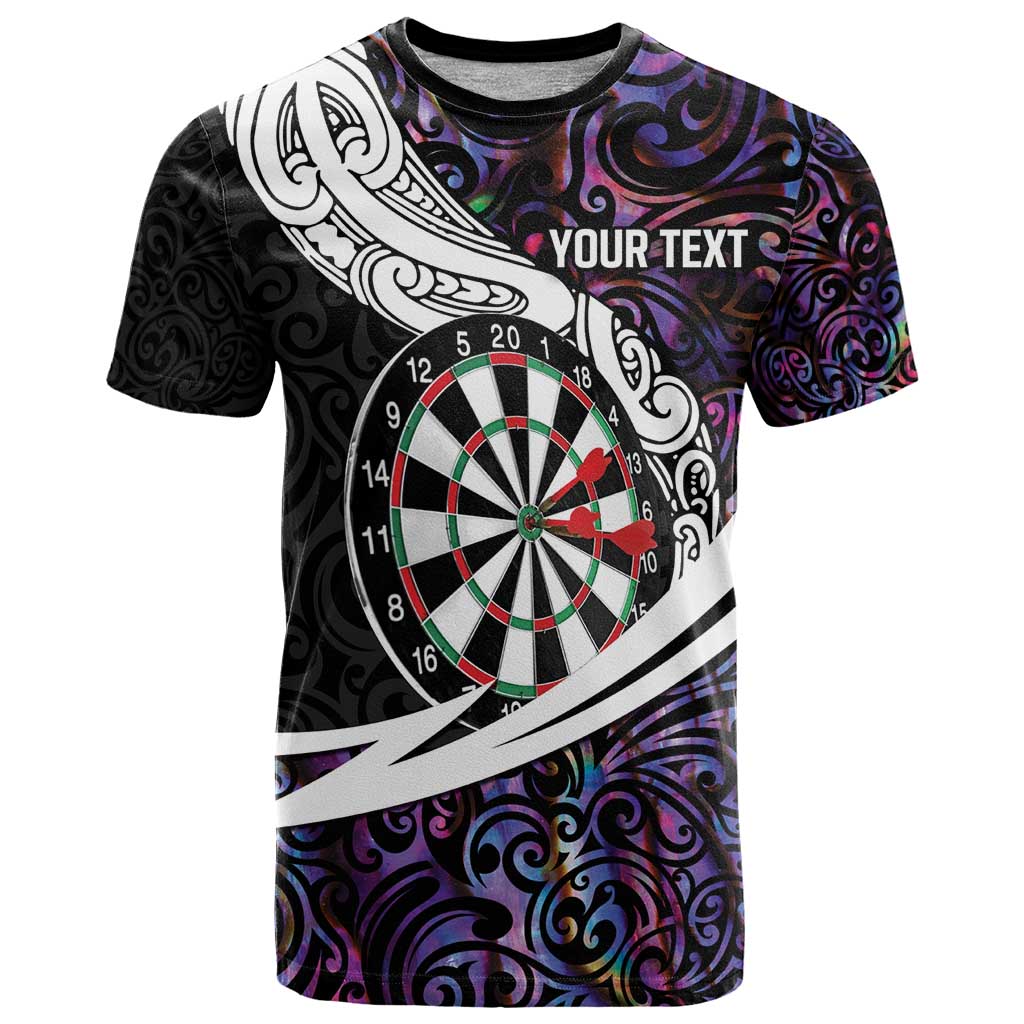 Personalized NZ Darts T Shirt Paua Shell Maori Koru Whakairo - Purple - Aussie Hoodie