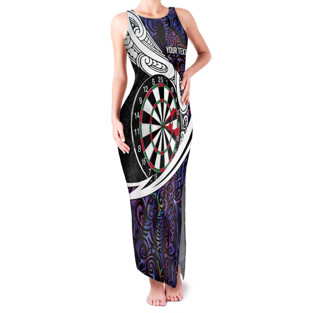 Personalized NZ Darts Tank Maxi Dress Paua Shell Maori Koru Whakairo - Purple - Aussie Hoodie