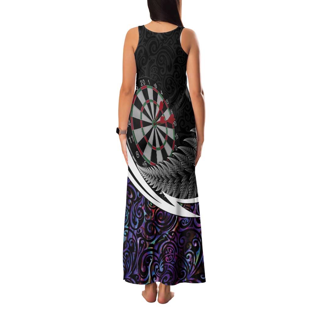 Personalized NZ Darts Tank Maxi Dress Paua Shell Maori Koru Whakairo - Purple - Aussie Hoodie