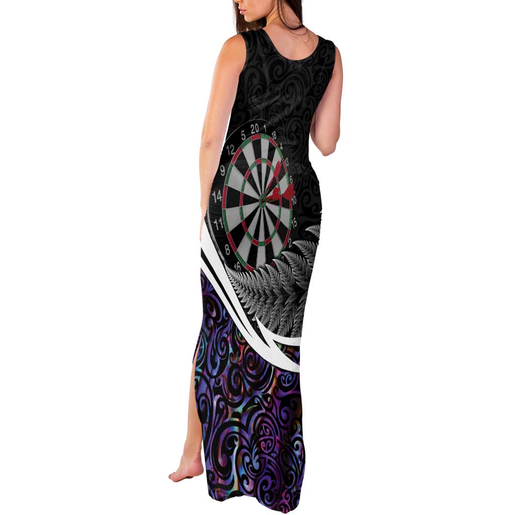 Personalized NZ Darts Tank Maxi Dress Paua Shell Maori Koru Whakairo - Purple - Aussie Hoodie