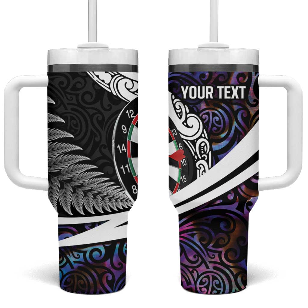 Personalized NZ Darts Tumbler With Handle Paua Shell Maori Koru Whakairo - Purple - Aussie Hoodie