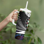 Personalized NZ Darts Tumbler With Handle Paua Shell Maori Koru Whakairo - Purple - Aussie Hoodie