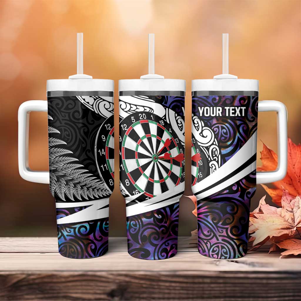 Personalized NZ Darts Tumbler With Handle Paua Shell Maori Koru Whakairo - Purple - Aussie Hoodie
