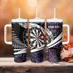Personalized NZ Darts Tumbler With Handle Paua Shell Maori Koru Whakairo - Purple - Aussie Hoodie