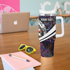 Personalized NZ Darts Tumbler With Handle Paua Shell Maori Koru Whakairo - Purple - Aussie Hoodie