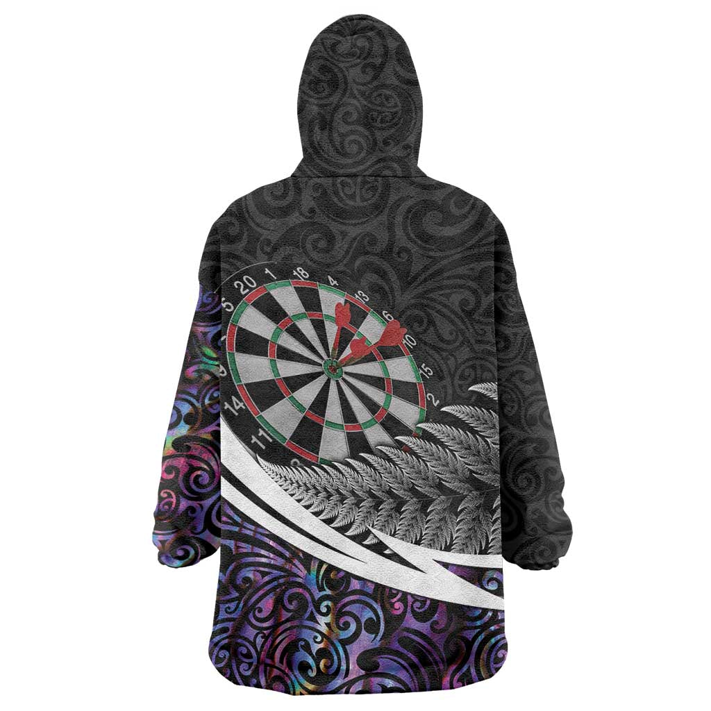 Personalized NZ Darts Wearable Blanket Hoodie Paua Shell Maori Koru Whakairo - Purple - Aussie Hoodie