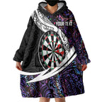 Personalized NZ Darts Wearable Blanket Hoodie Paua Shell Maori Koru Whakairo - Purple - Aussie Hoodie