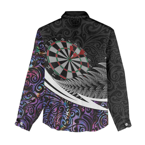 Personalized NZ Darts Women Casual Shirt Paua Shell Maori Koru Whakairo - Purple - Aussie Hoodie