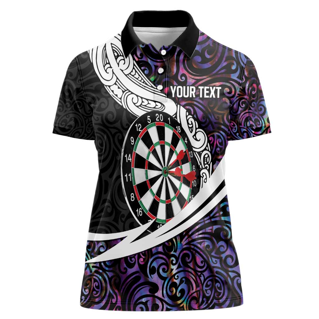 Personalized NZ Darts Women Polo Shirt Paua Shell Maori Koru Whakairo - Purple - Aussie Hoodie