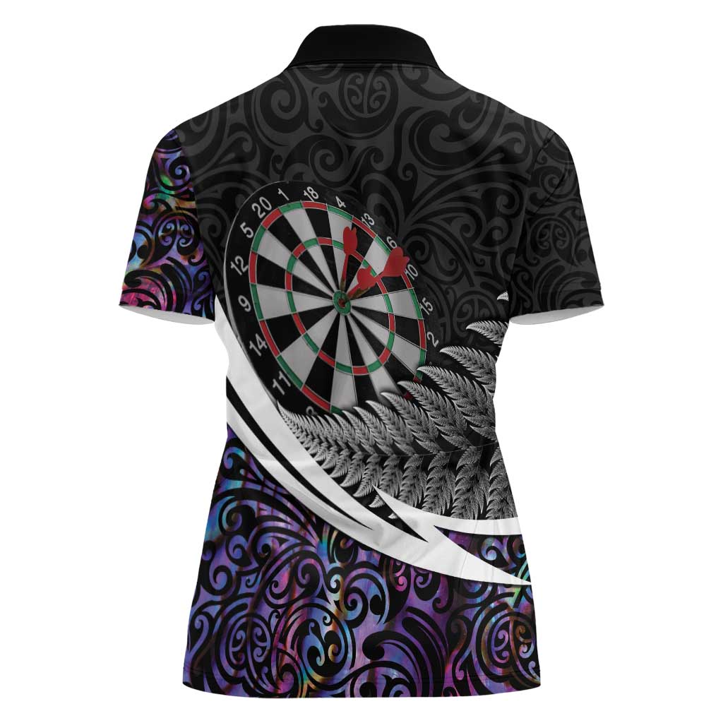 Personalized NZ Darts Women Polo Shirt Paua Shell Maori Koru Whakairo - Purple - Aussie Hoodie