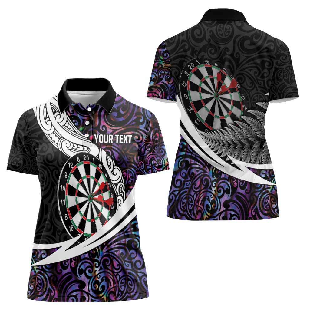 Personalized NZ Darts Women Polo Shirt Paua Shell Maori Koru Whakairo - Purple - Aussie Hoodie