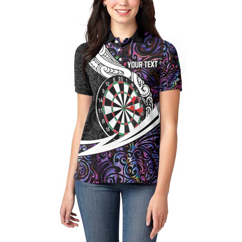 Personalized NZ Darts Women Polo Shirt Paua Shell Maori Koru Whakairo - Purple - Aussie Hoodie