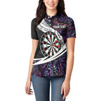 Personalized NZ Darts Women Polo Shirt Paua Shell Maori Koru Whakairo - Purple - Aussie Hoodie