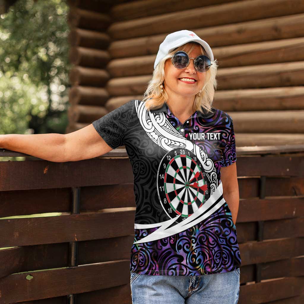 Personalized NZ Darts Women Polo Shirt Paua Shell Maori Koru Whakairo - Purple - Aussie Hoodie
