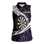 Personalized NZ Darts Women Sleeveless Polo Shirt Paua Shell Maori Koru Whakairo - Purple - Aussie Hoodie