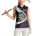 Personalized NZ Darts Women Sleeveless Polo Shirt Paua Shell Maori Koru Whakairo - Purple - Aussie Hoodie