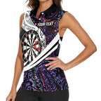 Personalized NZ Darts Women Sleeveless Polo Shirt Paua Shell Maori Koru Whakairo - Purple - Aussie Hoodie