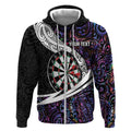 Personalized NZ Darts Zip Hoodie Paua Shell Maori Koru Whakairo - Purple - Aussie Hoodie