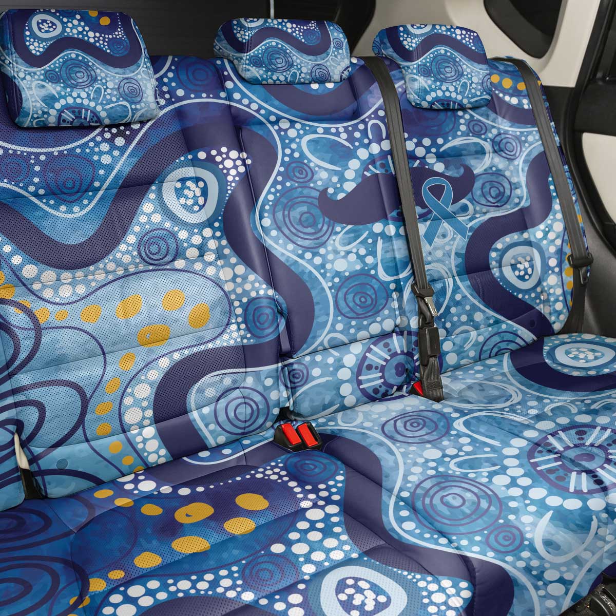 Australia Indigenous Blue Ribbon Back Car Seat Cover Mo Bros Mustache - Aussie Hoodie