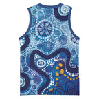 Australia Indigenous Blue Ribbon Basketball Jersey Mo Bros Mustache - Aussie Hoodie