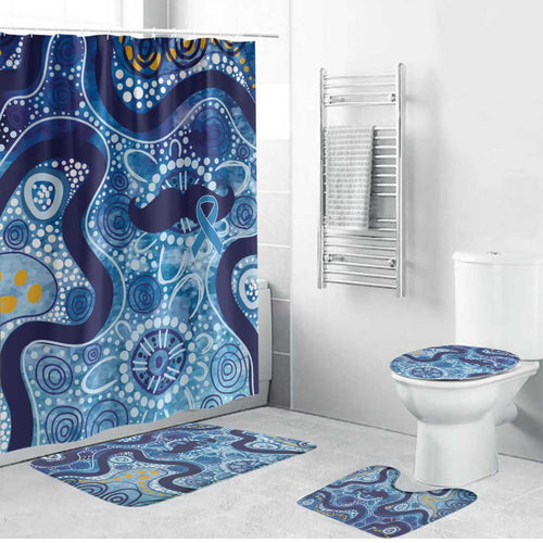 Australia Indigenous Blue Ribbon Bathroom Set Mo Bros Mustache - Aussie Hoodie