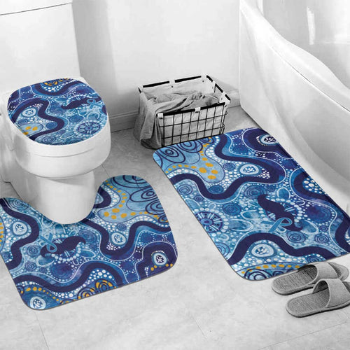 Australia Indigenous Blue Ribbon Bathroom Set Mo Bros Mustache - Aussie Hoodie