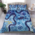 Australia Indigenous Blue Ribbon Bedding Set Mo Bros Mustache - Aussie Hoodie