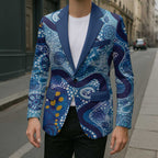 Australia Indigenous Blue Ribbon Blazer Mo Bros Mustache - Aussie Hoodie