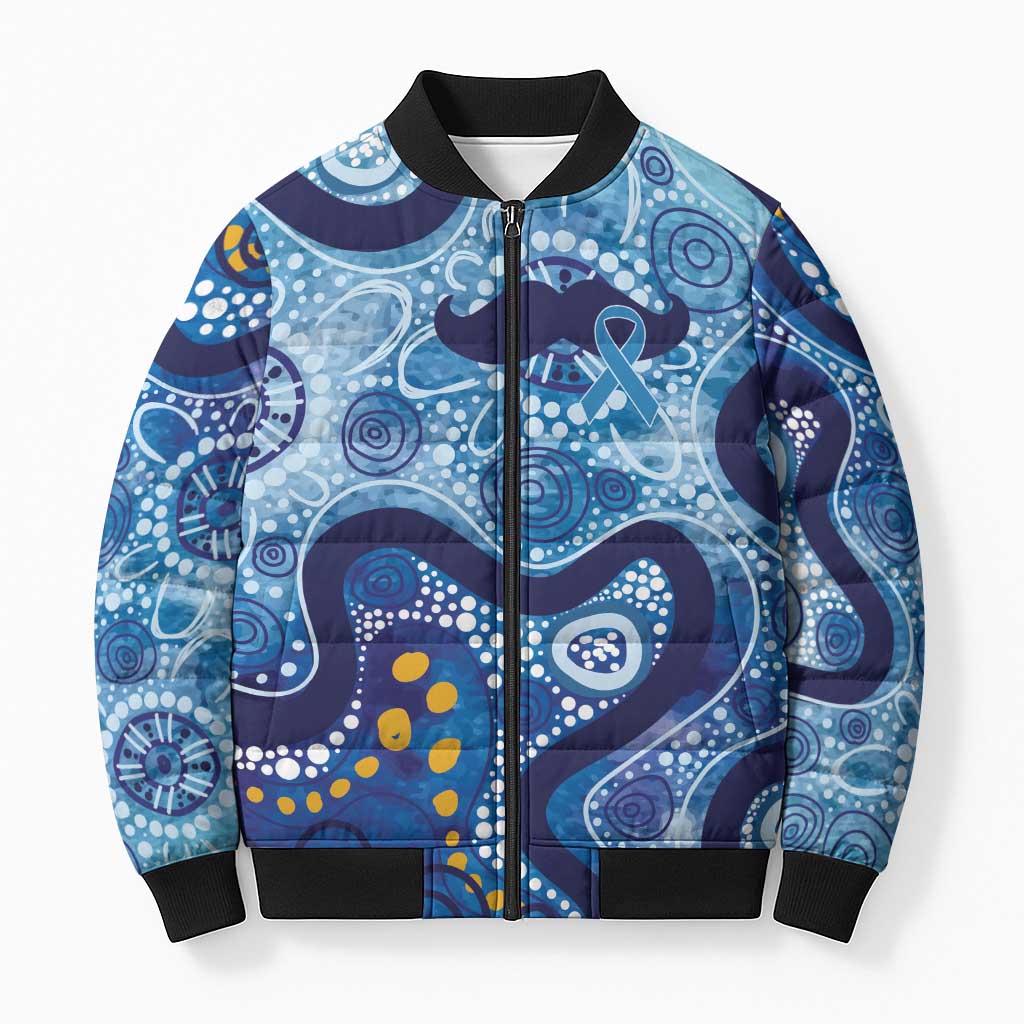Australia Indigenous Blue Ribbon Bomber Puffer Jacket Mo Bros Mustache - Aussie Hoodie