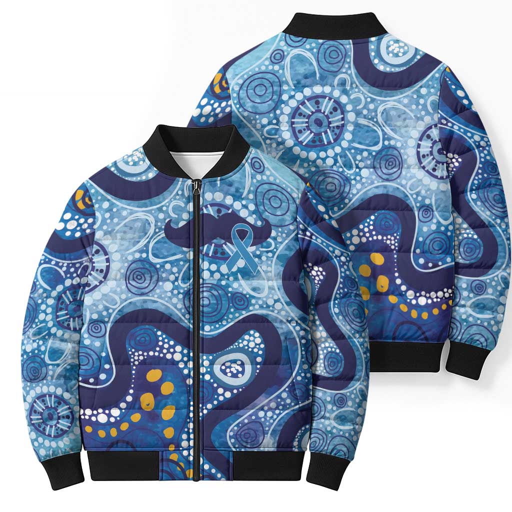 Australia Indigenous Blue Ribbon Bomber Puffer Jacket Mo Bros Mustache - Aussie Hoodie