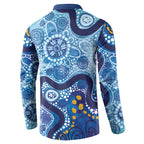 Australia Indigenous Blue Ribbon Button Sweatshirt Mo Bros Mustache - Aussie Hoodie