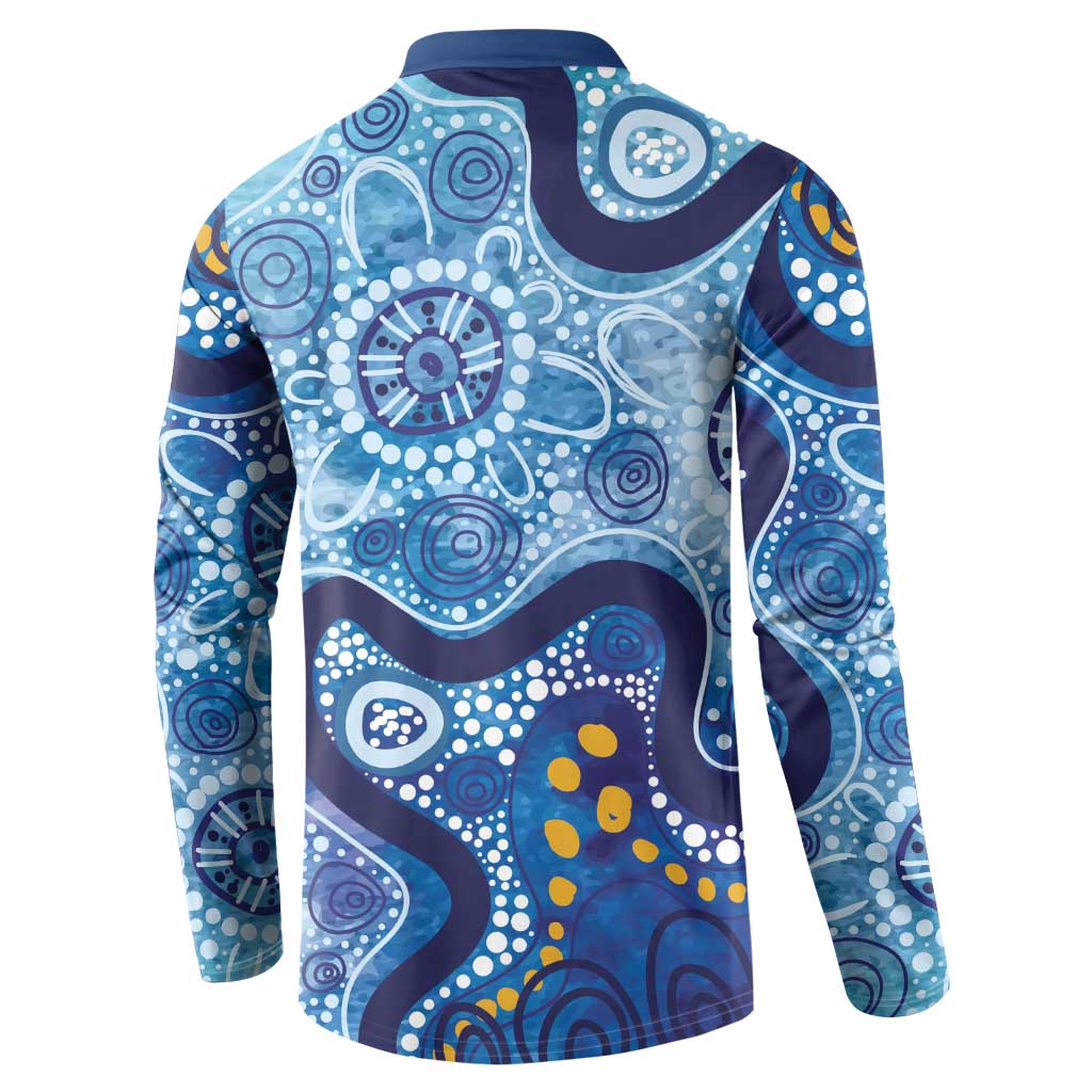Australia Indigenous Blue Ribbon Button Sweatshirt Mo Bros Mustache - Aussie Hoodie