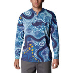Australia Indigenous Blue Ribbon Button Sweatshirt Mo Bros Mustache - Aussie Hoodie