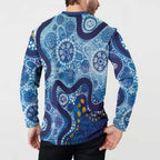 Australia Indigenous Blue Ribbon Button Sweatshirt Mo Bros Mustache - Aussie Hoodie