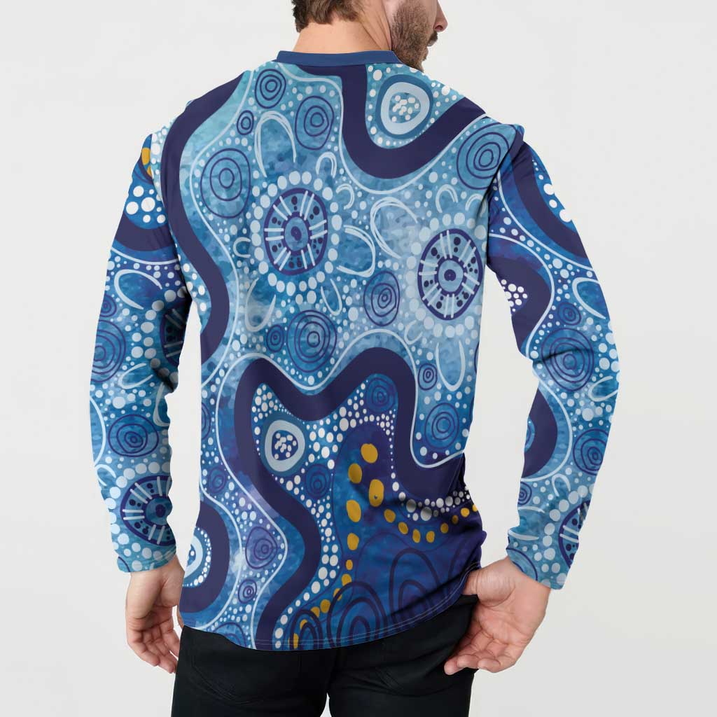 Australia Indigenous Blue Ribbon Button Sweatshirt Mo Bros Mustache - Aussie Hoodie
