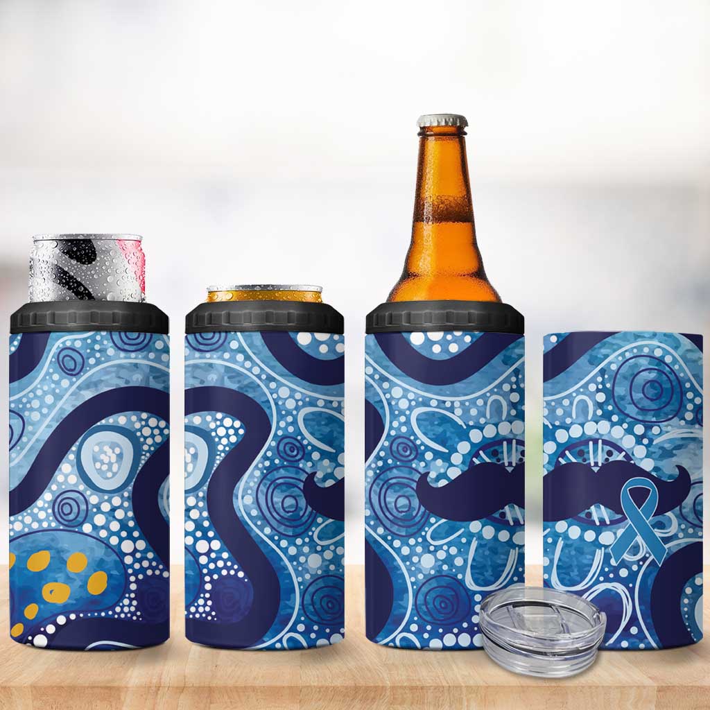Australia Indigenous Blue Ribbon 4 in 1 Can Cooler Tumbler Mo Bros Mustache - Aussie Hoodie