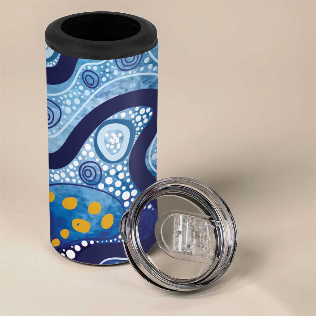 Australia Indigenous Blue Ribbon 4 in 1 Can Cooler Tumbler Mo Bros Mustache - Aussie Hoodie