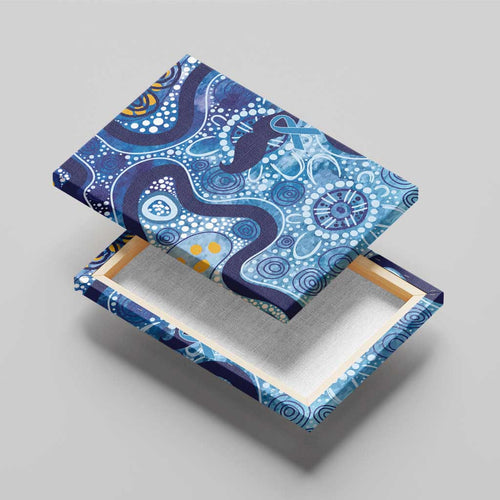 Australia Indigenous Blue Ribbon Canvas Wall Art Mo Bros Mustache - Aussie Hoodie