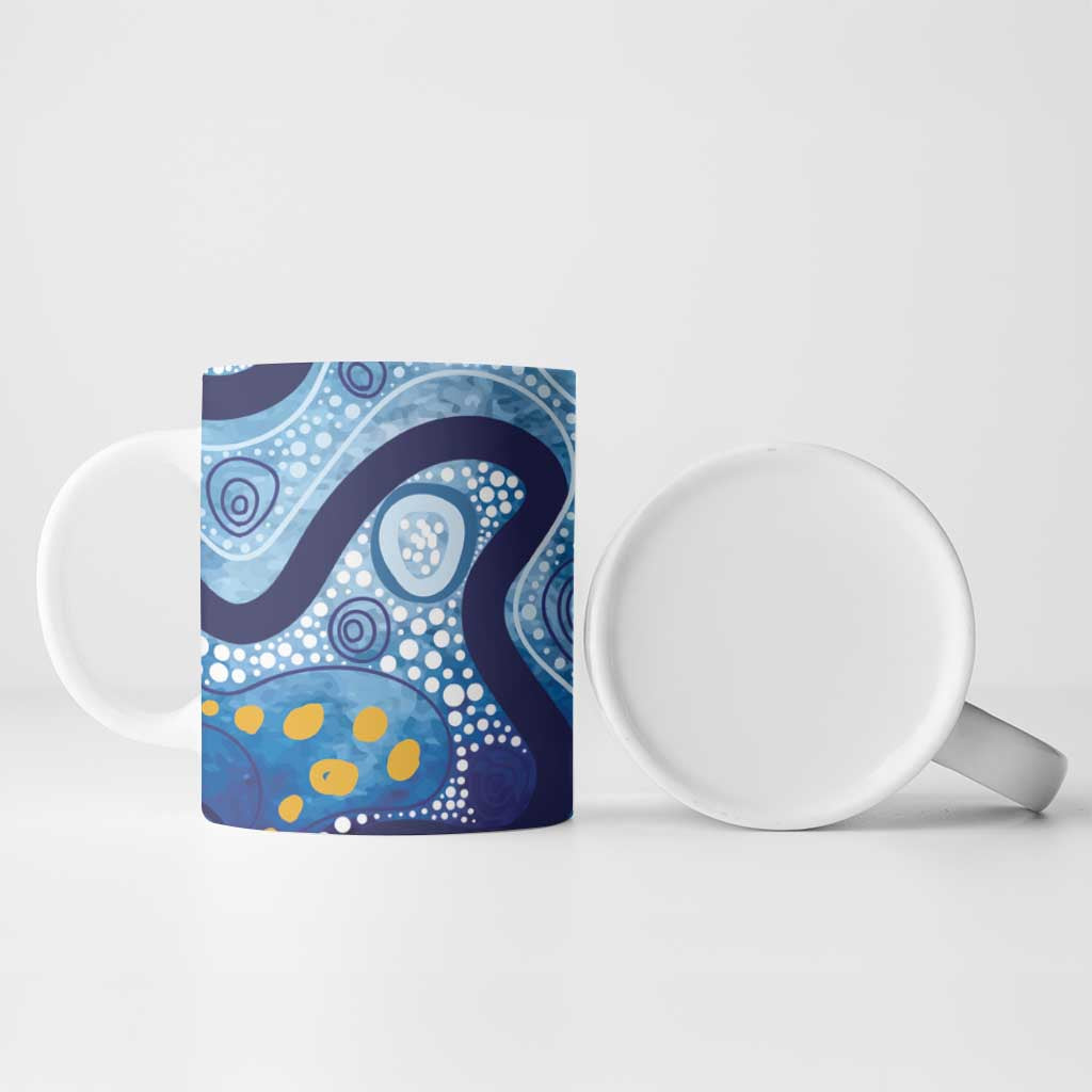 Australia Indigenous Blue Ribbon Ceramic Mug Mo Bros Mustache - Aussie Hoodie
