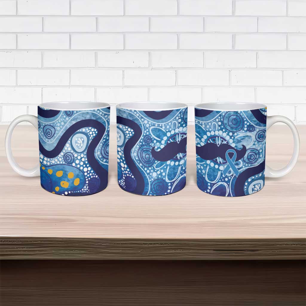 Australia Indigenous Blue Ribbon Ceramic Mug Mo Bros Mustache - Aussie Hoodie