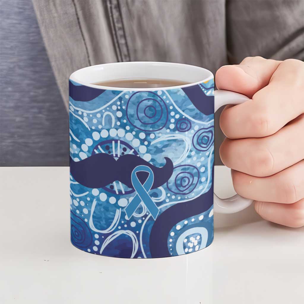 Australia Indigenous Blue Ribbon Ceramic Mug Mo Bros Mustache - Aussie Hoodie