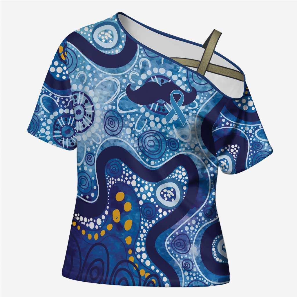 Australia Indigenous Blue Ribbon Cross Shoulder Shirt Mo Bros Mustache - Aussie Hoodie
