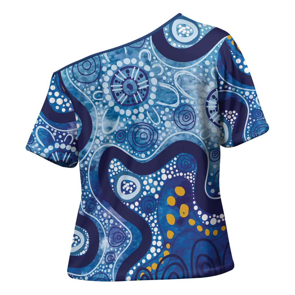 Australia Indigenous Blue Ribbon Cross Shoulder Shirt Mo Bros Mustache - Aussie Hoodie