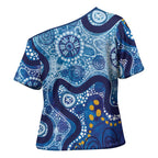 Australia Indigenous Blue Ribbon Cross Shoulder Shirt Mo Bros Mustache - Aussie Hoodie